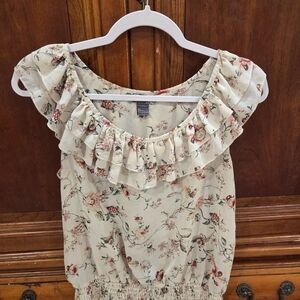 Poetry Floral Blouse - Cream and Red